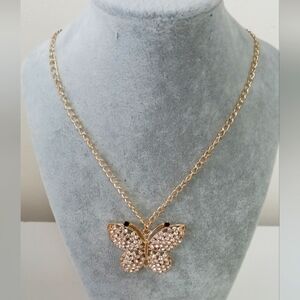 New Elagent Gold Butterfly Pendant Necklace with rinestones